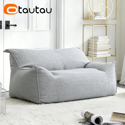 OTAUTAU Bean Bag Cover 2-seat Cotton Linen Couch Armchair Sofa Pouf Beanbag Cover SF159【No Filler!Need Buy Filler Yourself!】