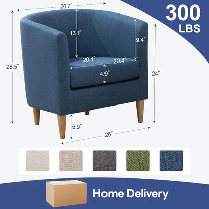Modern Comfy Accent Barrel Chair with Armrest for Living Room Bedroom Reception Room or Cafe Soft Padded Design for Cozy Readin