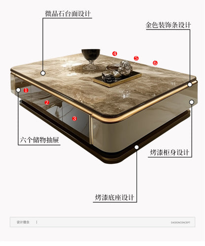 Light luxury large coffee table microcrystalline stone modern living room marble coffee table