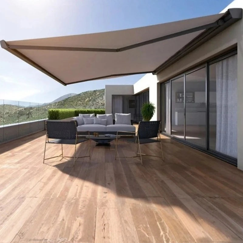 Full Box Electric Awning Sunshade LED Lighting Mechanical Manual Remote Control Home Courtyard Balcony Outdoor Leisure