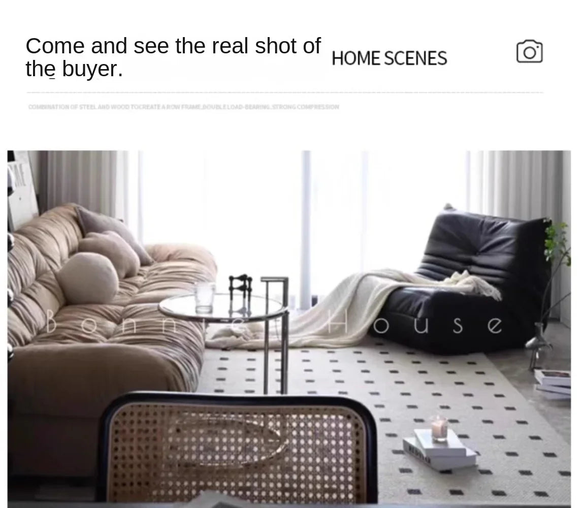 Black caterpillar sofa lazy single leisure chair togo original small apartment balcony living room lying down leather