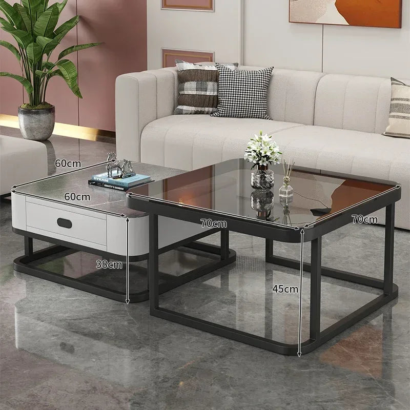 Glass Luxury Coffee Tables Bedside Centre Center Coffee Tables Gold Combination Nordic Basse De Salon Living Room Furniture