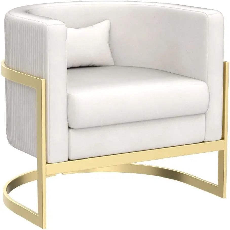 Velvet Accent Chair with Gold Legs - Modern Upholstered Armchair for Bedroom or Living Room