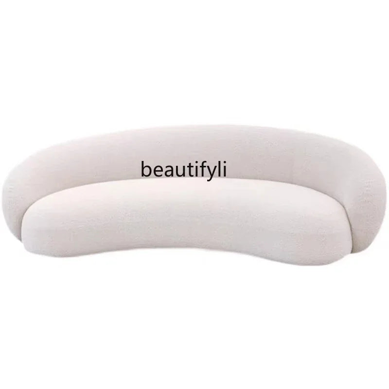 ss03 Fabric Minimalist Designer Living Room Arc Cashew Sofa Beauty Salon Lambswool Sofa