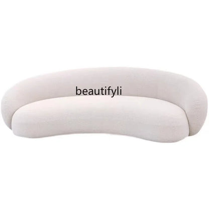 ss03 Fabric Minimalist Designer Living Room Arc Cashew Sofa Beauty Salon Lambswool Sofa