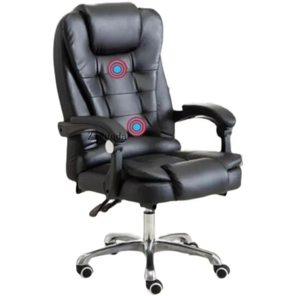 High-end office computer chair, comfortable leather electric massage office chair, adjustable recliner