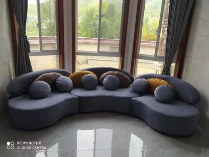 Curved fabric sofa Nordic light luxury personalized creative sofa Modern simple special-shaped living room combination round