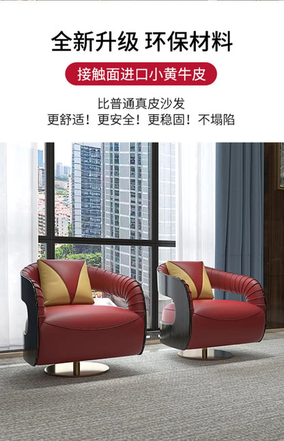 Italian luxury light luxury leather buckle sofa post-modern living room size apartment villa designer new sofa