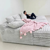 Nordic Sofabed Vacuum Compression Sofa Bed Modern Simple Lazy Sofa Bed  Thick Strip Velvet Large Sofa Bed Living Room Furniture
