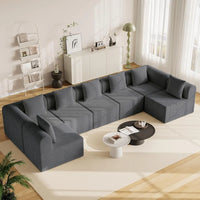 Modular Sectional Sofa for Living Room 160" Cloud Couch Down Filled U Shaped Couch with Ottoman Modern 6 Seater Convertible Sofa