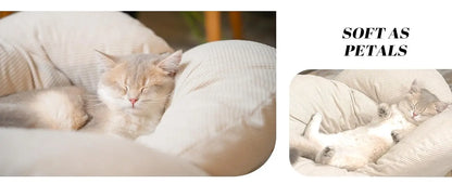 Elevated Cat Bed Wooden With Cushion Fluffy Pet Couch Sofa For Indoor Cats Raised Kitty Lounge Chair Suitable