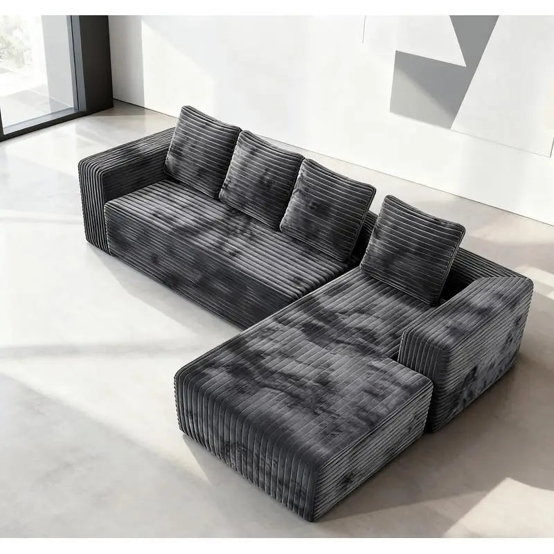 Modern L-Shaped Sectional Couch with Right-Facing Chaise, Upholstered Modular Sofa, Deep Seat Design for Living Room or