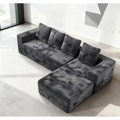 Modern L-Shaped Sectional Couch with Right-Facing Chaise, Upholstered Modular Sofa, Deep Seat Design for Living Room or