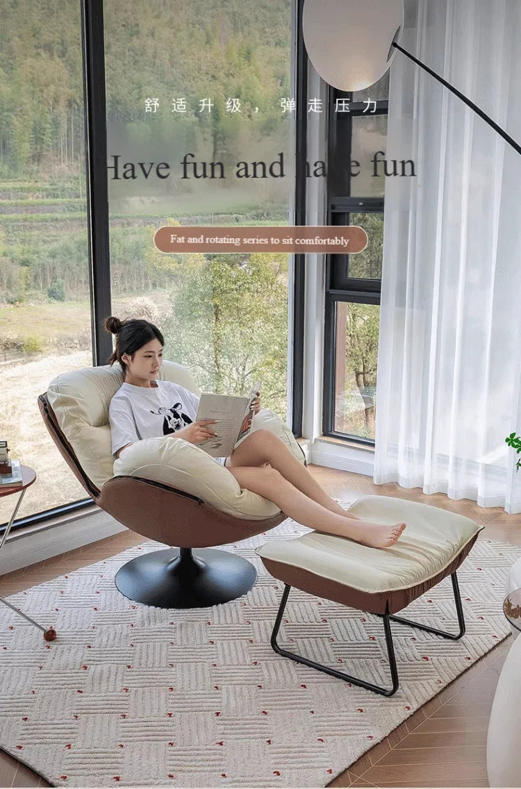 Modern Luxury Rotating Single Sofa Chair Lounge Chair Lazy Recliner Living Room Seat Lounge Bedroom 360 Degree Leather Designer