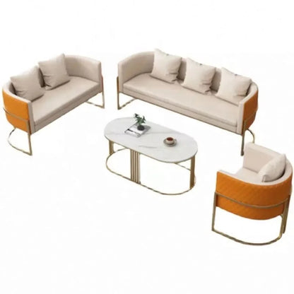 Ensemble de meubles de canapé de bureau en métal et cuir, multifonctionnel, pour loisirs d'Europe du nord, café, salle de réception
