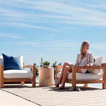Nordic Designer Outdoor Sofas Villa Courtyard Wood Minimalist Design Garden Sofas Fashion Lawn Furniture Sillas Lshysf