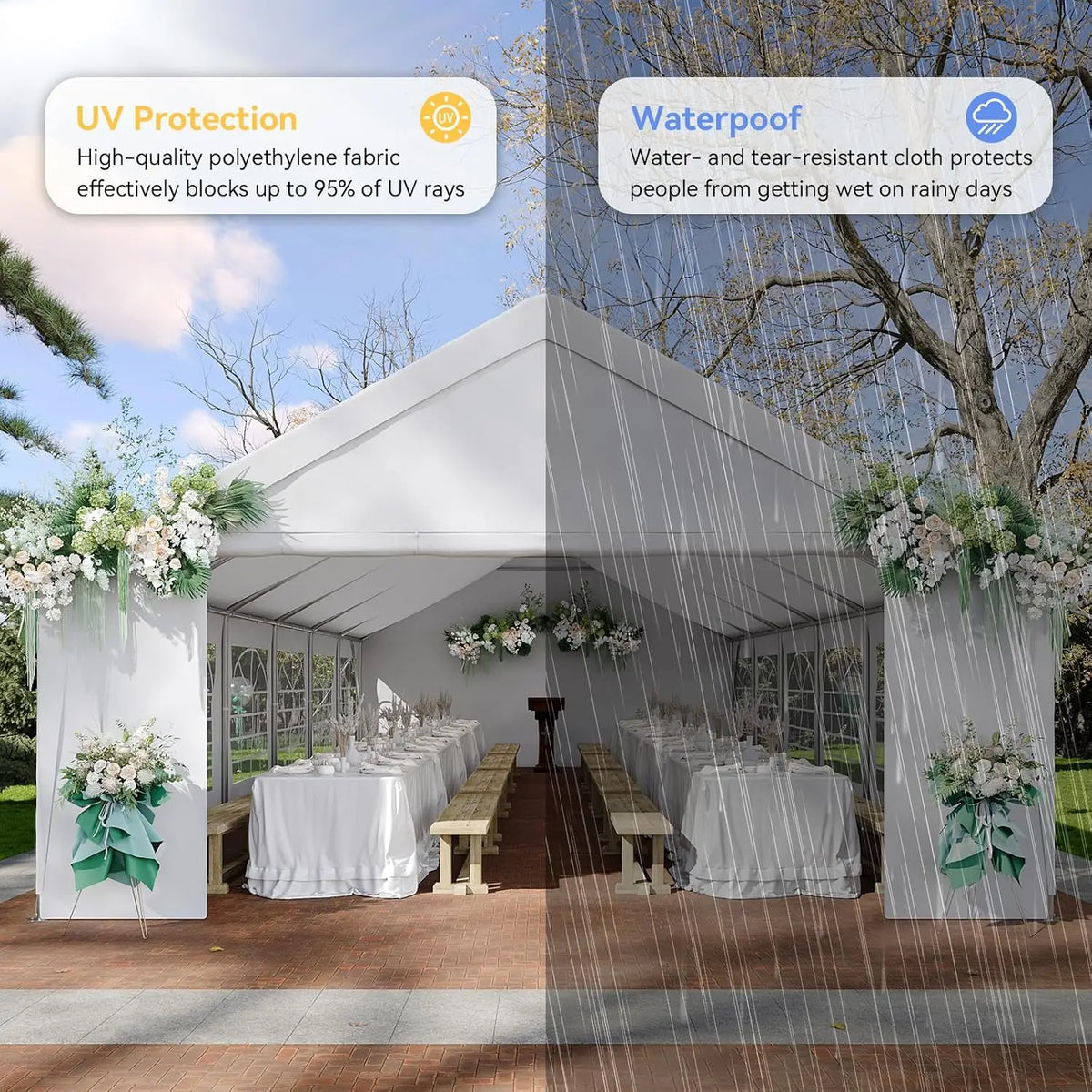 20x40 Heavy-Duty Party Tent Commercial Canopy with Removable Sidewalls, Waterproof Wedding Event Tent for Outdoor,, Customized