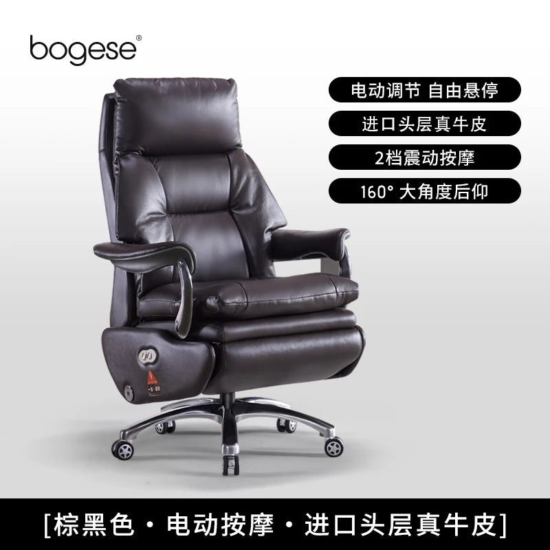 /Electric Leather Boss Chair Modern Design Comfortable Ergonomic Trendy Chair Swivel Arm Footrest Salon Silla Oficina Furniture