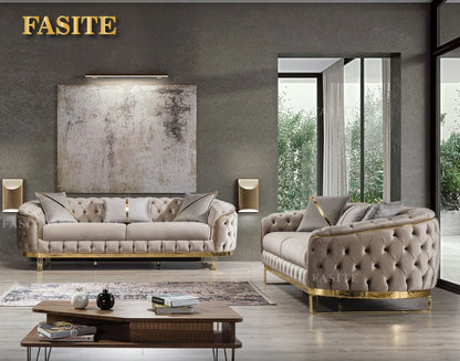 Simple Minimalist Light Luxury Fabric Sofa Set Furniture Velvet 1- 3 Seat Honeycomb Stainless Steel Living Room Sofas For Home