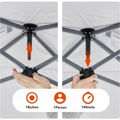 10x10 Center Lock Push Setup Outdoor Beach Tent with Carry Bag, 8 Stakes & 4 Sand Bags, Adjustable Shade Shelter