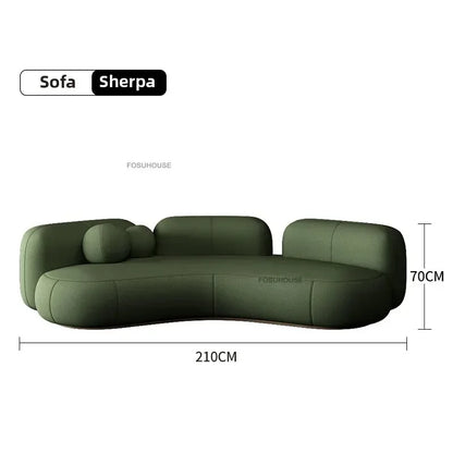 Lamb Velvet Curved Living Room Sofas Designer Living Room Furniture Beauty Salon Clothing Store Reception Sofa Luxury Sofa Bed