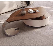 Designer retro solid walnut coffee table with stylish metal high-end living room furniture