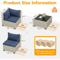 Seven Piece Patio Set, Modular Sectional Sofa Design, Includes Tea Table, PE Wicker Outdoor Conversation Group For Patio Use