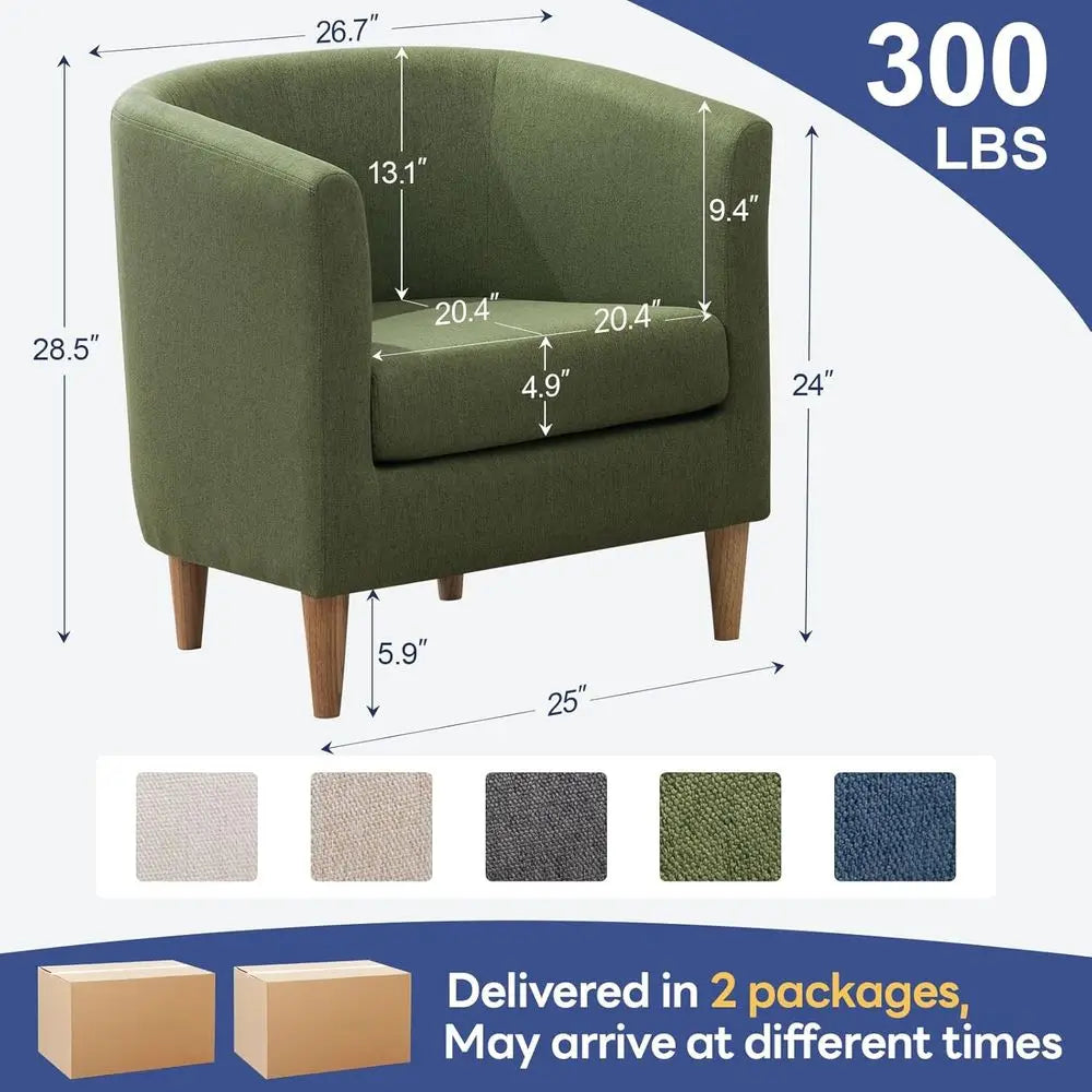 Accent Barrel Chairs Set of 2, Modern Comfy Living Room Chairs with Armrest Small Reading Chair with Cozy Soft Padded for Bedroo