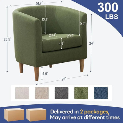 Accent Barrel Chairs Set of 2, Modern Comfy Living Room Chairs with Armrest Small Reading Chair with Cozy Soft Padded for Bedroo