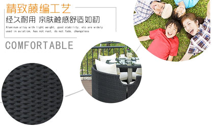 Outdoor leisure courtyard rattan chair five-piece combination outdoor villa open-air balcony creative storage home back chair