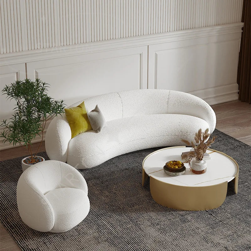 Round Teddy Sofa Lounge Nut Circle Curved Sofa Couch White Modern Sofas