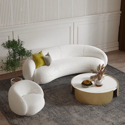 Round Teddy Sofa Lounge Nut Circle Curved Sofa Couch White Modern Sofas