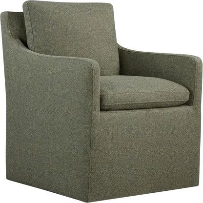 Khaki Upholstered Dining Chair with Casters, Modern Accent Armchair for Dining Room, Bedroom, Living Room, and Reading Room
