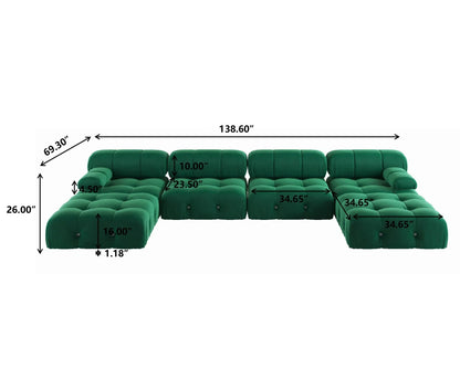 A For ATUNUS Popular Design Corner Modular Sectional Sofa Artistic High Fashion Velvet Fabric U Shape Couch For Hotel
