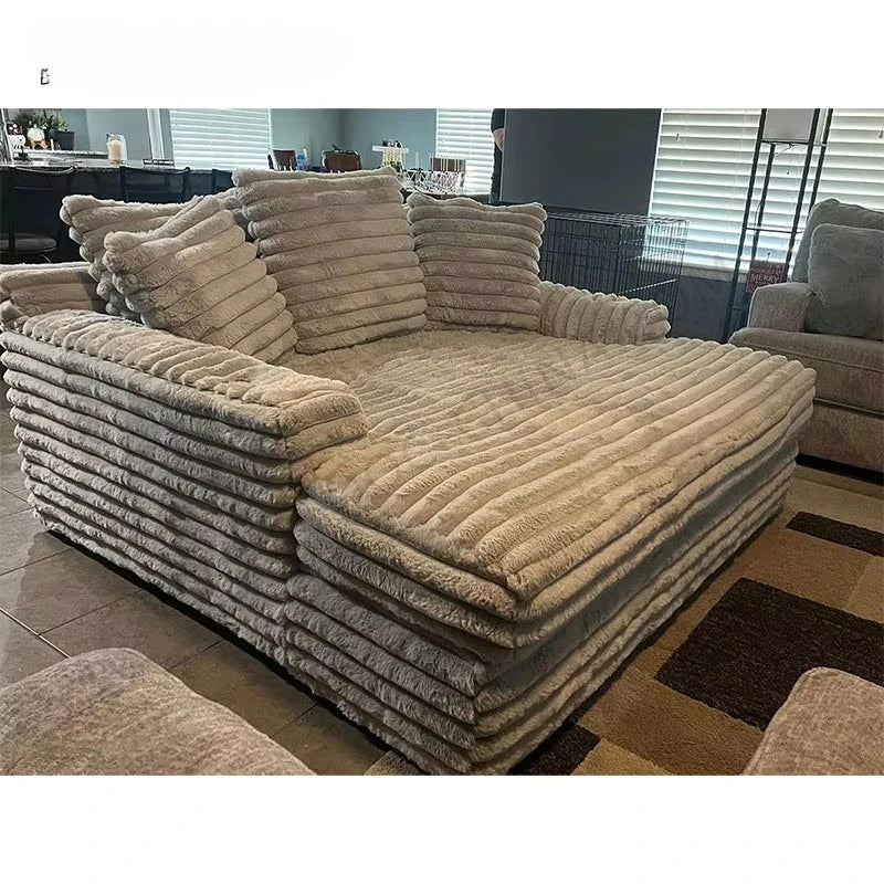 Thick Striped Corduroy Fabric Modern Combination Sofa Fit Family Living Room Apartment Hotel