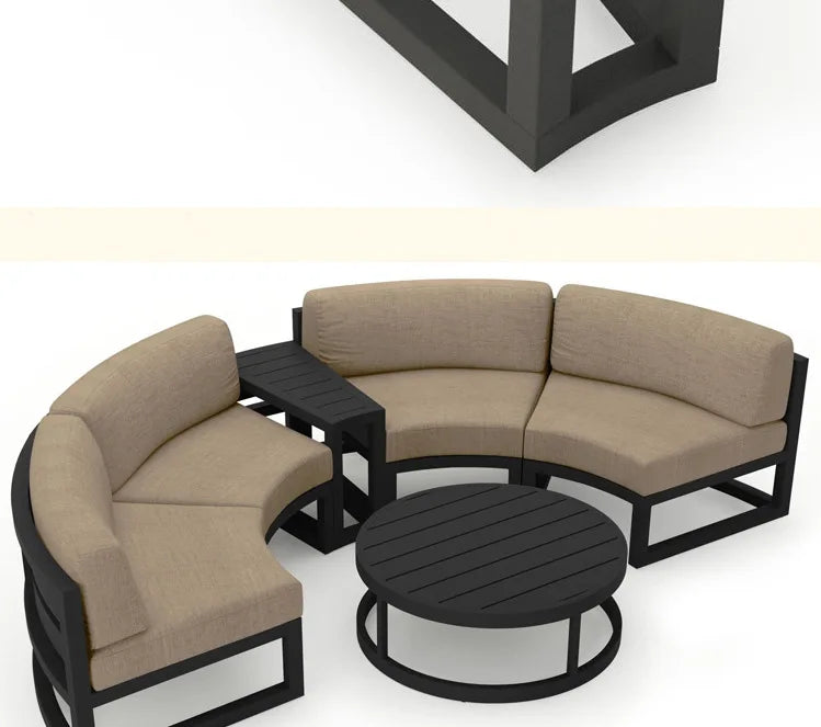 Outdoor sofa courtyard villa garden outdoor arc leisure combination aluminum alloy waterproof sunscreen rattan sofa