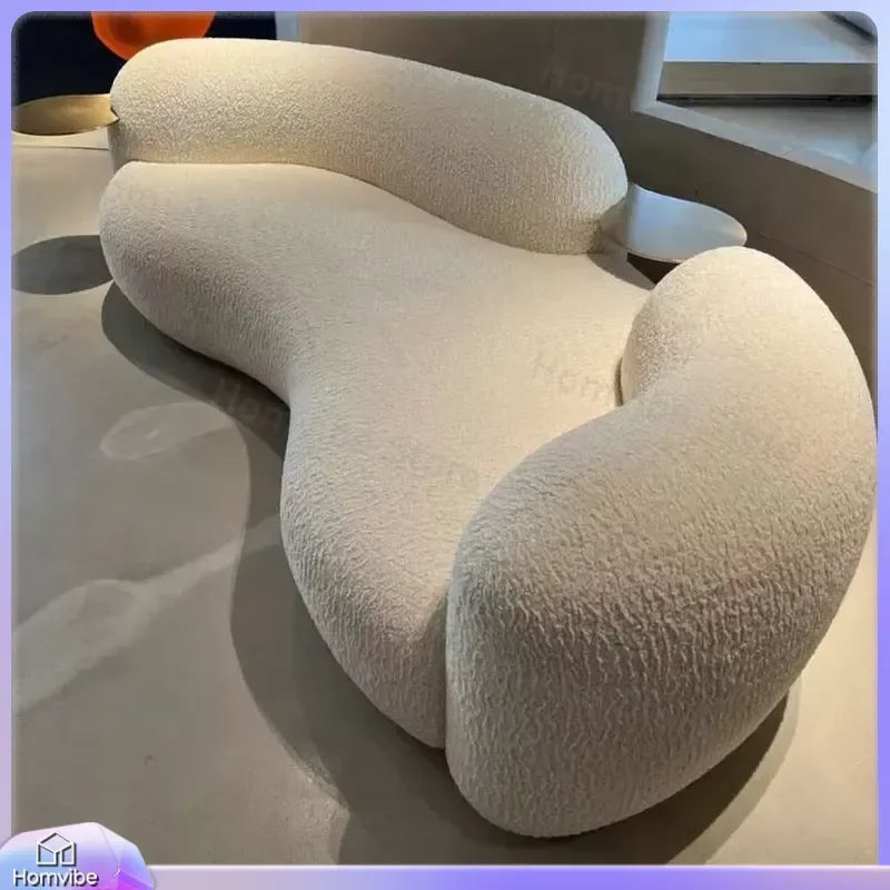 Cream Italian Light Luxury Single Reclining Curved Sofa Solid Wood Frame Small Apartment Living Room Sofa for Clothing Stores