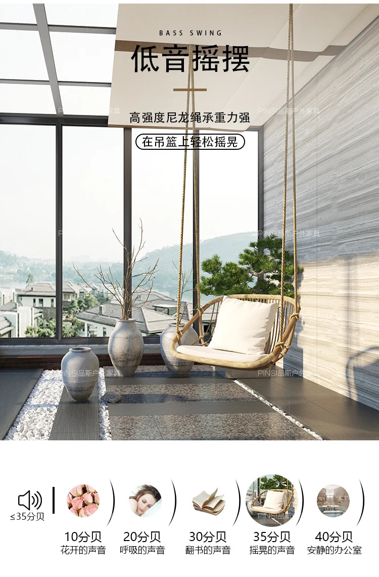 MJY hanging basket rattan chair single double swing sofa indoor cradle ceiling rattan chair