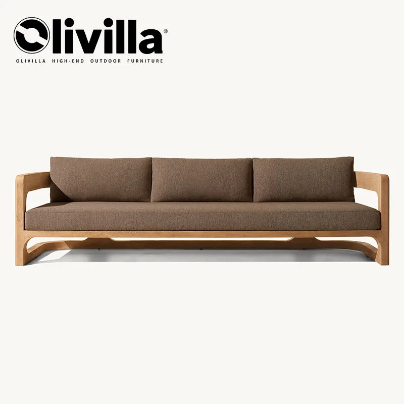 Leisure Open-air Courtyard Sofa Teak Villa Homestay Hotel Modern Outdoor Furniture Combination Waterproof Garden Wooden Sofa Set