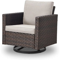 Outdoor Swivel Rocker Patio Chair - 350LBS Weight Capacity Patio Wicker Swivel Glider Chair with Removable Cushions for Porch De