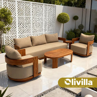Homestay Courtyard Outdoor Sofa Villa Courtyard Garden Open-air Waterproof Furniture Set Simple Outdoor Teak Sofa Custom Design
