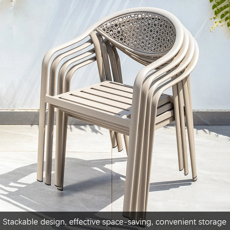 All Aluminum Bistro Chairs Set of 2 Metal Outdoor Chair with Armrests Weatherproof Patio Chair for Garden Backyard Balcony