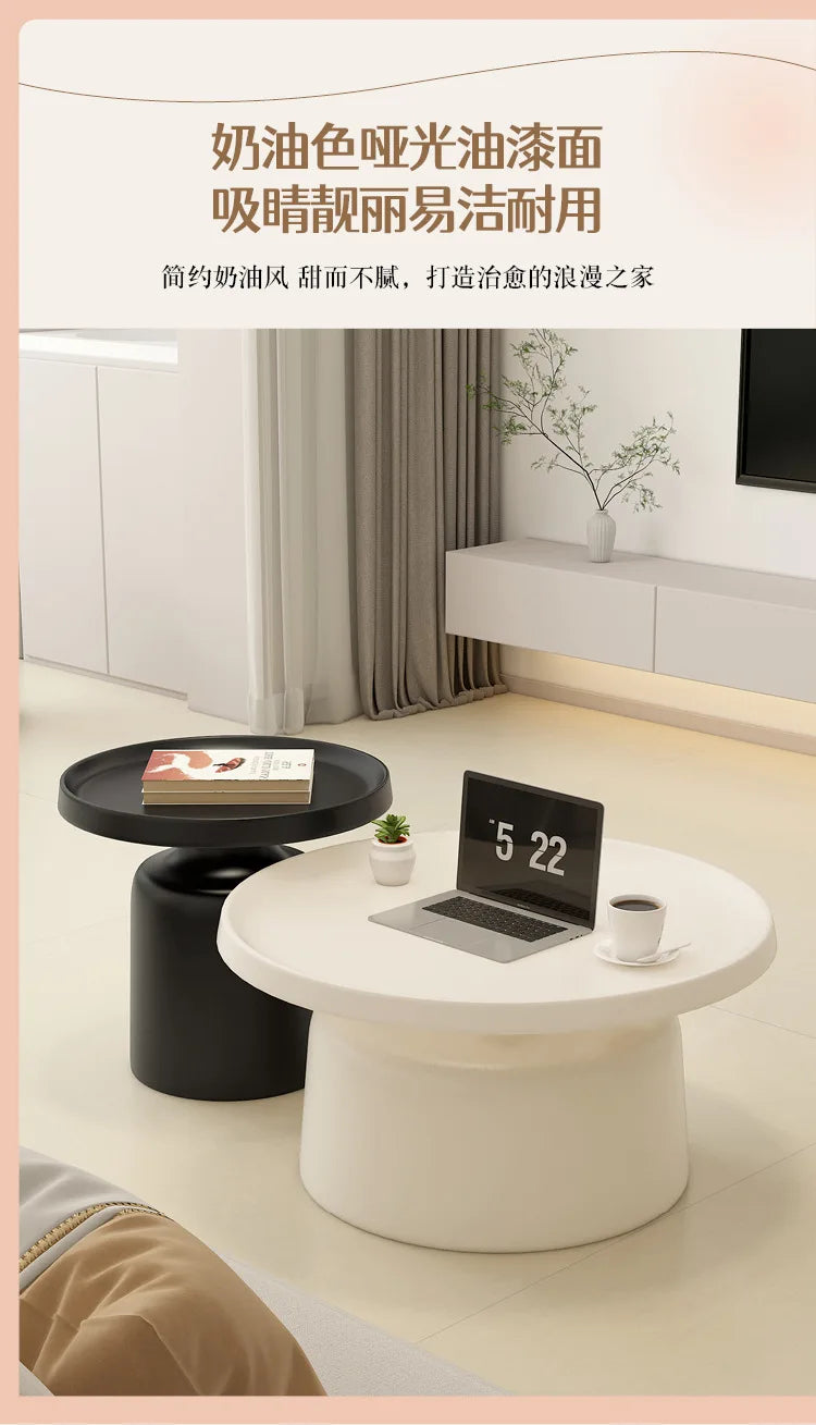 Cream Apartment Nordic Coffee Table Living Room Small Apartment Simple Internet Celebrity Wrought Iron Modern Round Ma