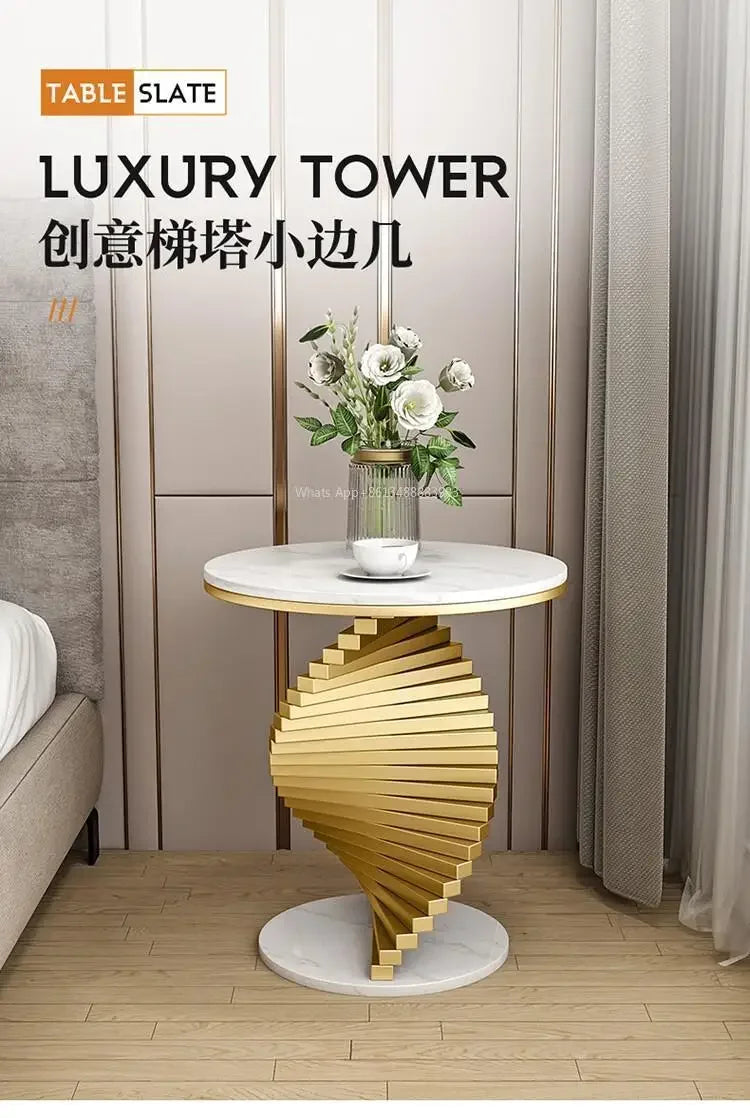 Style Light Luxury Marble Side Table Living Room  Sofa Corner  Creativity Balcony Small   Internet Celebrity Bedside Round