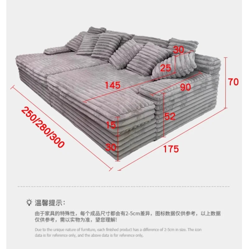 Nordic Sofabed Vacuum Compression Sofa Bed Modern Simple Lazy Sofa Bed  Thick Strip Velvet Large Sofa Bed Living Room Furniture