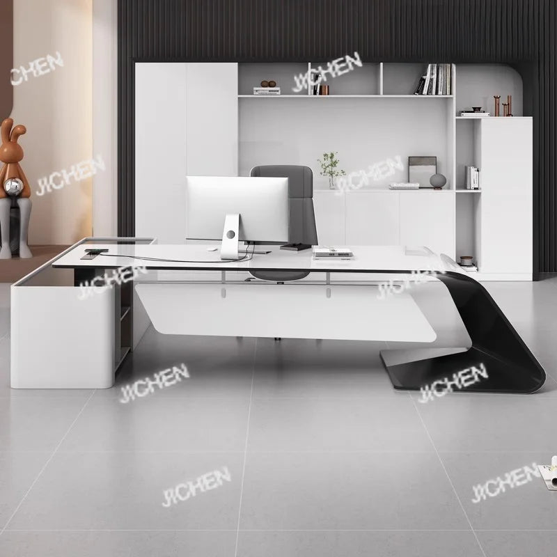 JC Asthetic Executive Luxury Desk Manager L Shaped Modern Designer Computer Table Organizer Workstation Escritorio Office Furnit