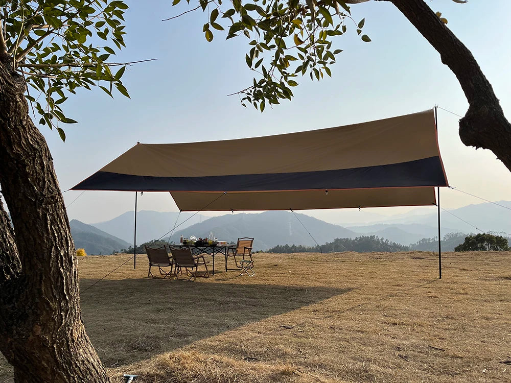 Oxford Large Tarp Waterproof 4x6m Sun Shelter Outdoor Camping Awning Tent Big Tarp Shade Canopy for Family Beach Hiking