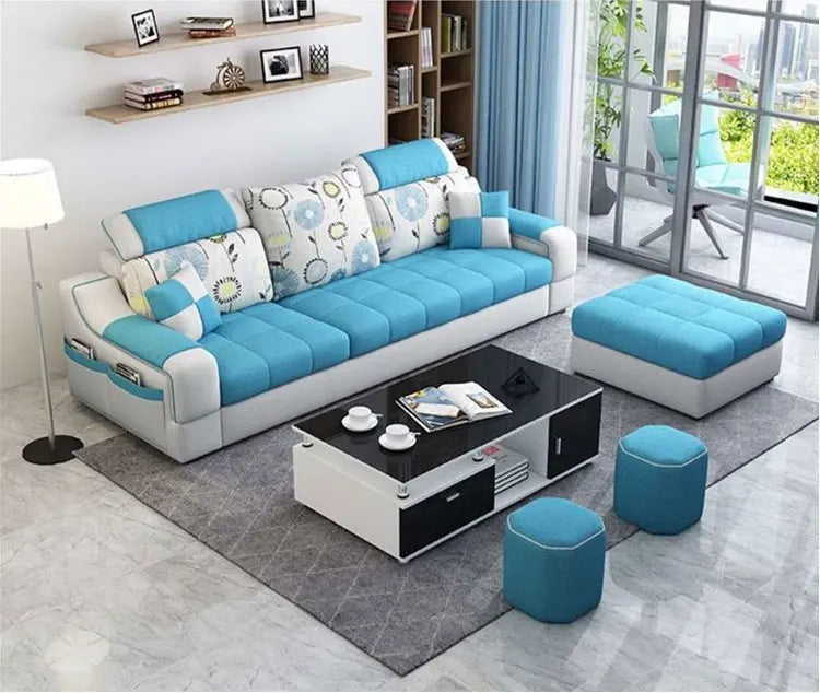 American Style Chaise Couch L Shaped Modular Living Room Synthetic Leather Sofa