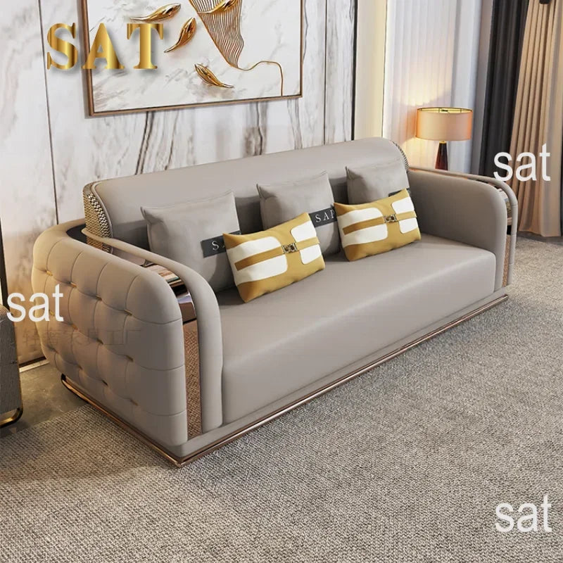 For Luxury Fancy Living Room Sofa Genuine Leather Designer Italian Sofa Loveseat Single Canape Salon De Luxe Apartment Furniture