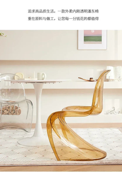 Design Minimalist Dining Chair Acrylic Kitchen Colorful Office Chair Modern Living Room Cadeira Kitchen Furniture  A1